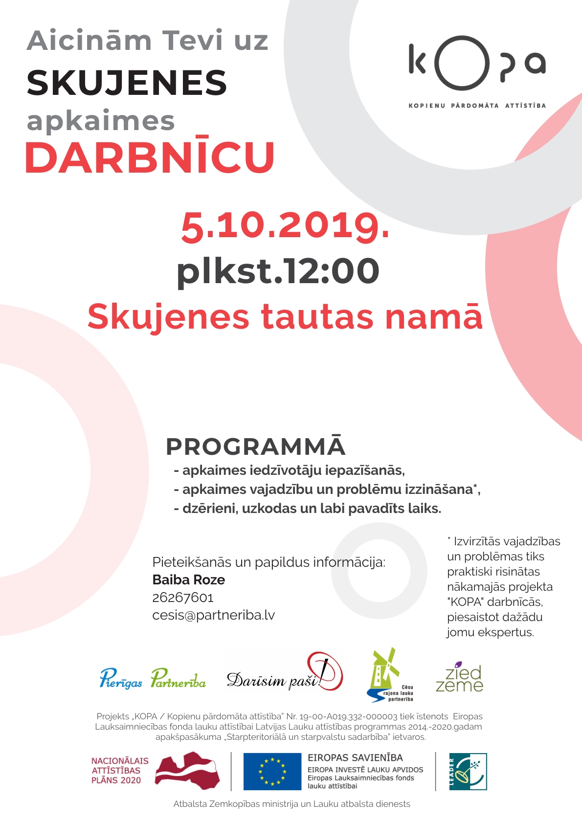 Apkaimes darbnīcas Skujenes tautas namā.