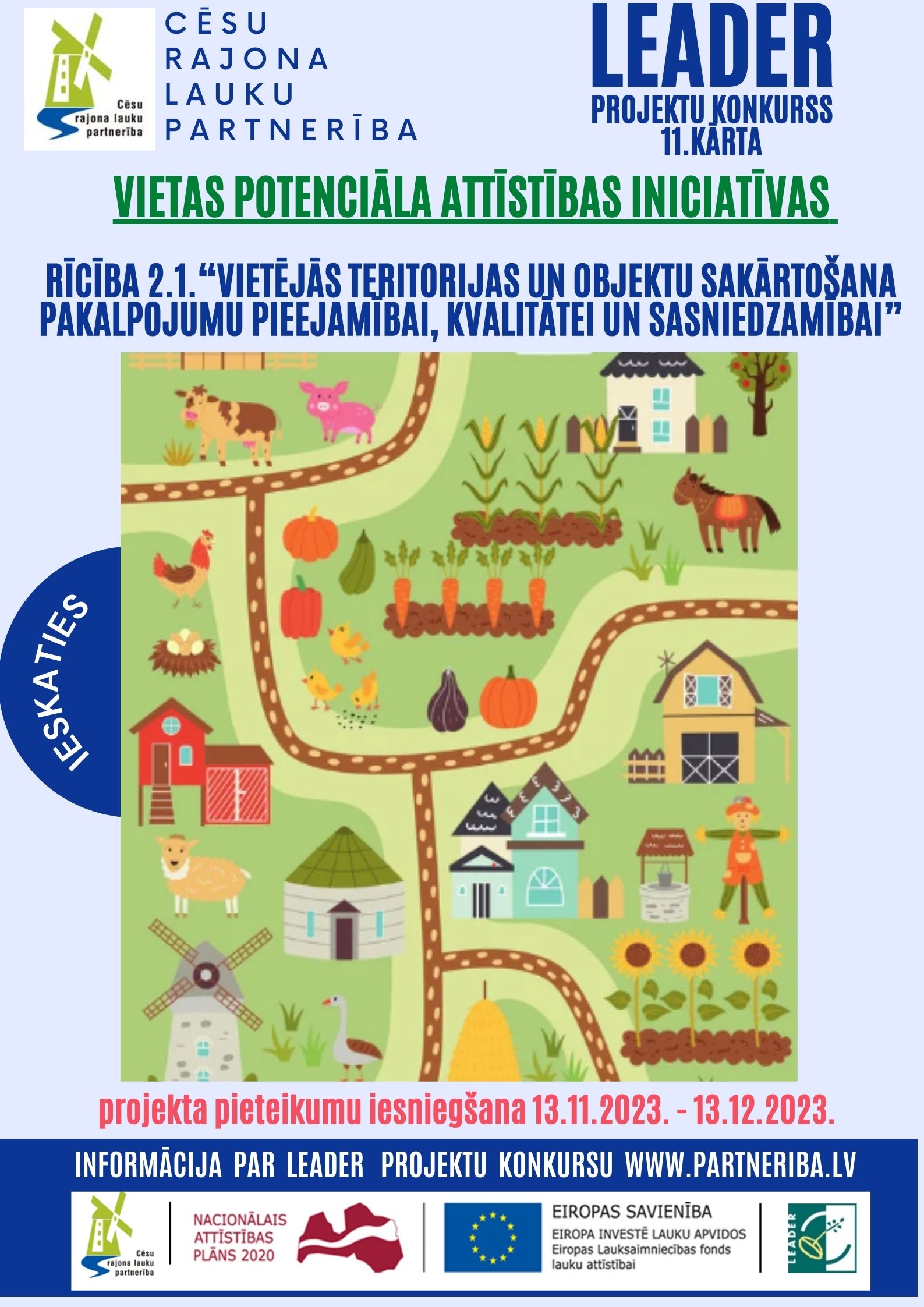 Izsludināta LEADER projektu konkursa 11. kārta