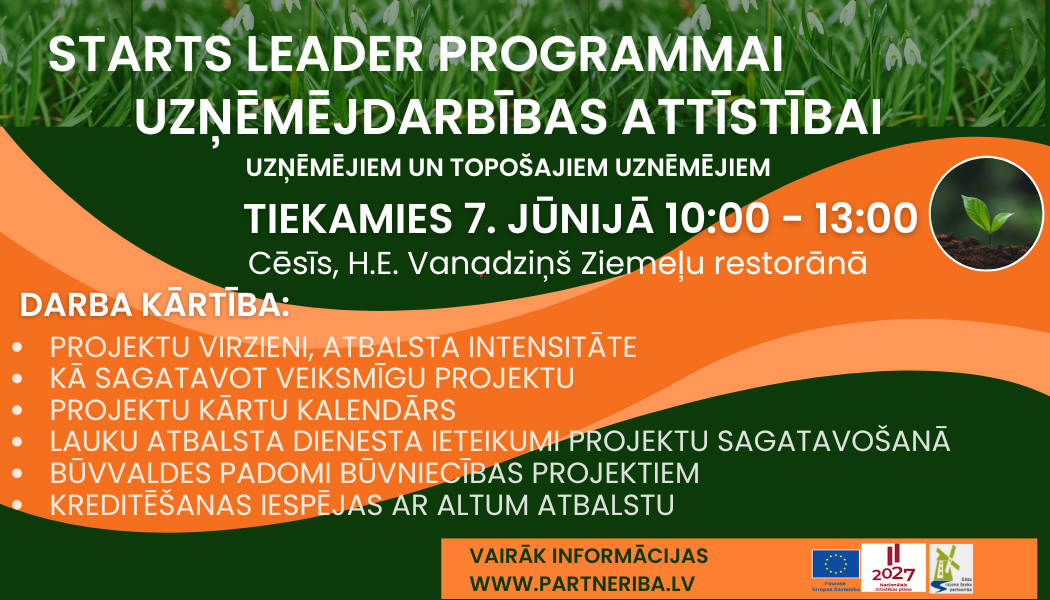 STARTS LEADER PROGRAMMAI UZŅĒMĒJDARBĪBAS ATTĪSTĪBAI