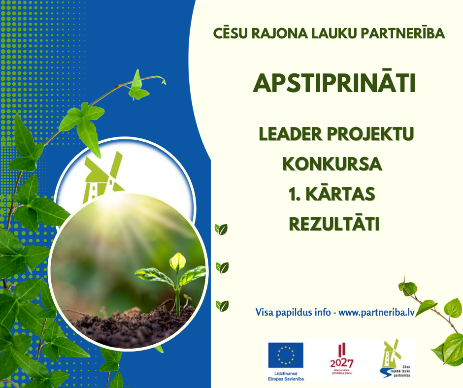 APSTIPRINĀTI LEADER projektu konkursa 1. kārtas rezultāti