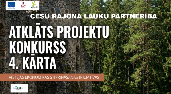 Biedrība “Cēsu rajona lauku partnerība”izsludina LEADER projektu konkursu 4. kārtu